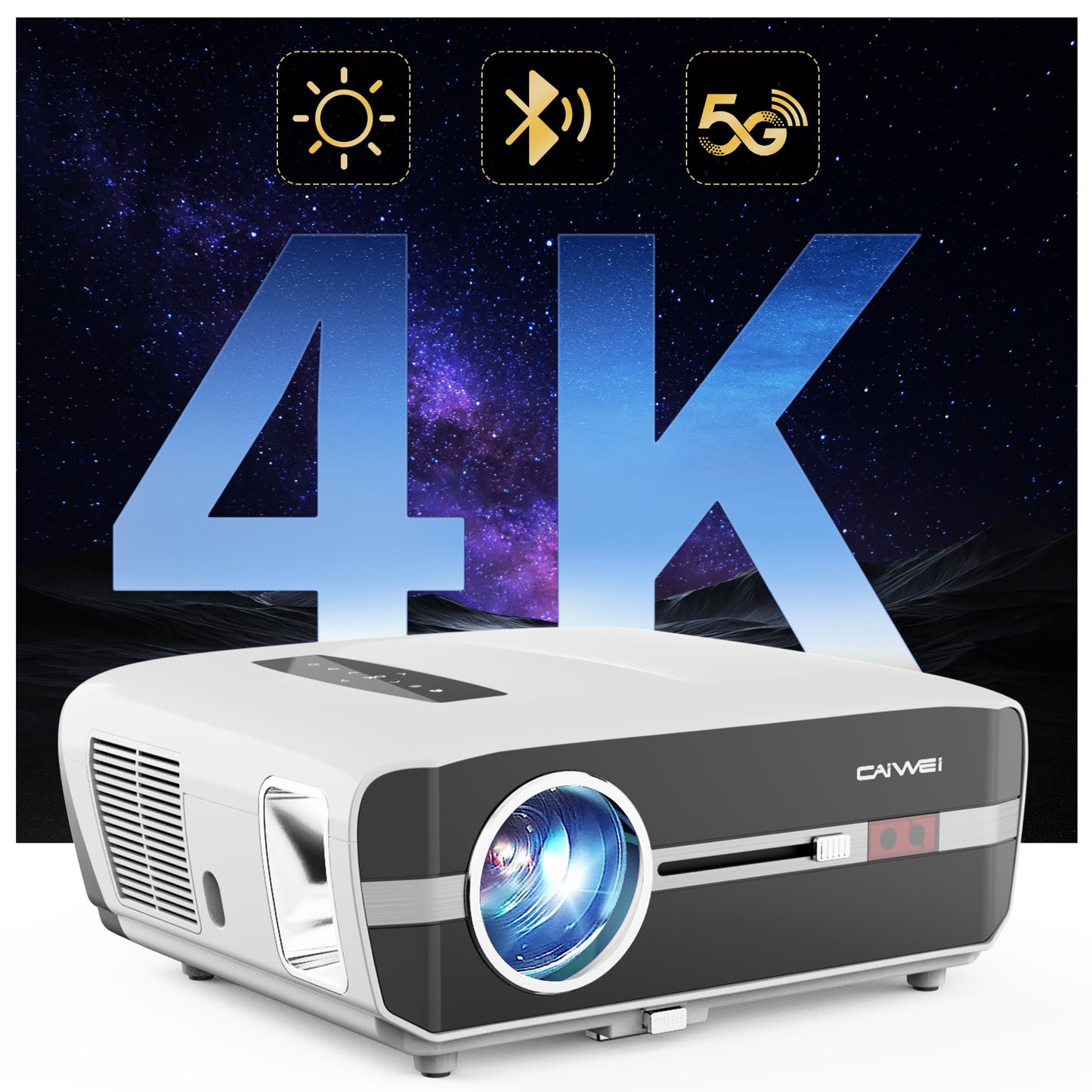 A9S 4K Movie Projector Daylight Viewing 1000ANSI/13000lm Smart App Streaming Bluetooth WiFi Outdoor Projector with Android TV