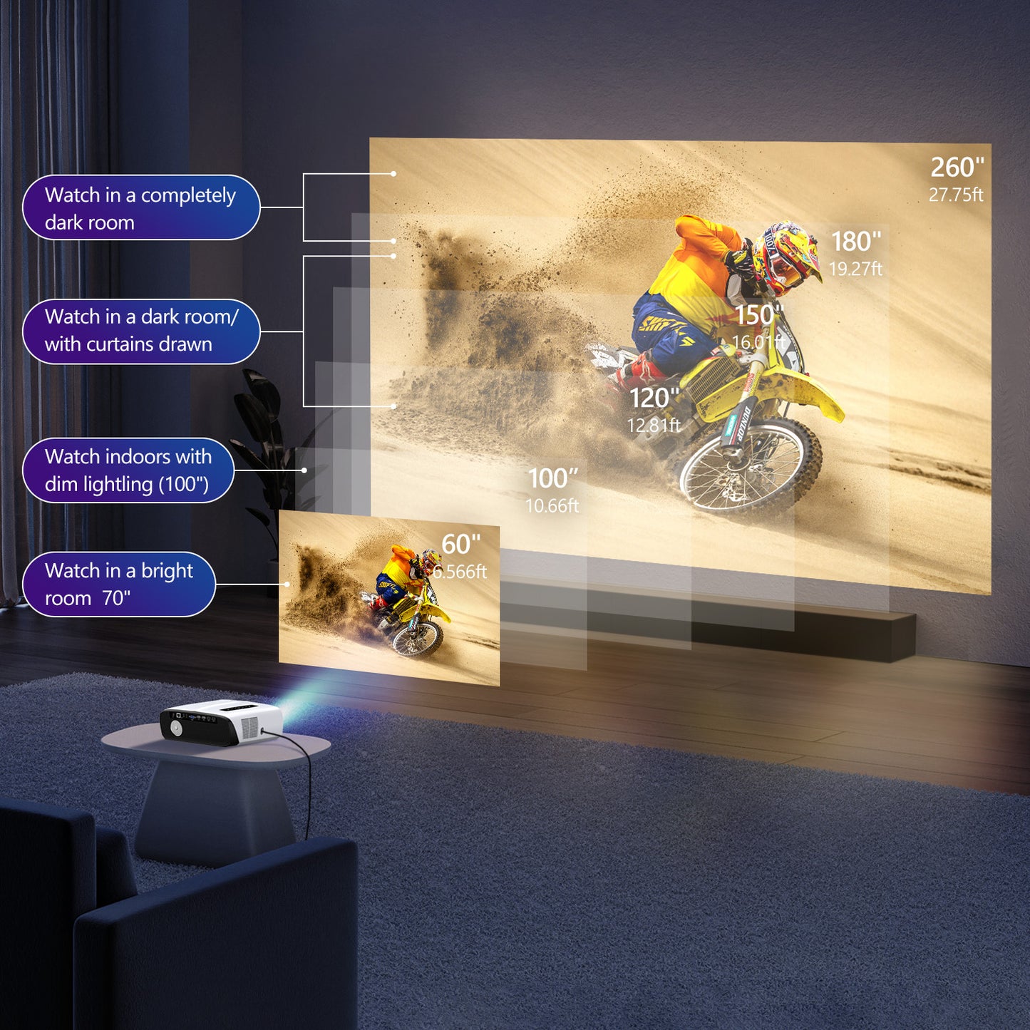 CAIWEI A9S Ultra HD 4K Projector with 5G Wifi and Bluetooth, Movie Projectors with NETFLIX/YouTube Android TV 9.0