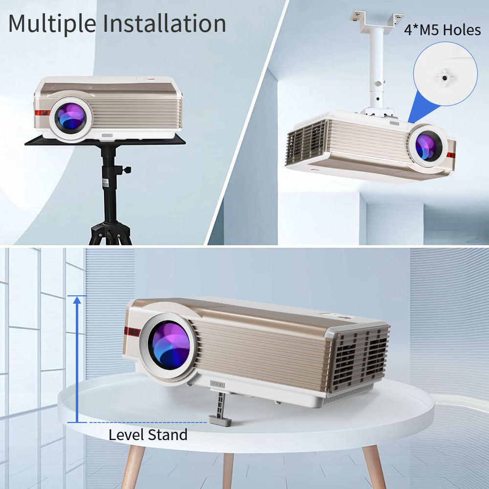 EUG 9000LM High Brightness Projector with WiFi and Bluetooth, Smart LCD Proyector with Android OS Built-in Apps,Wireless FHD 1080P Home Outdoor Movie Projector with 10W Speaker&Zoom for Phone DVD TV Stick