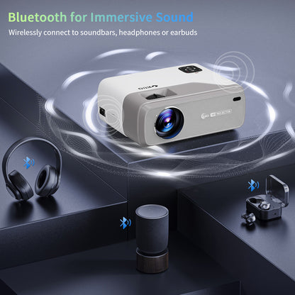 Portable Smart 1080P Android Projector with Bluetooth WiFi, Compact LED LCD Full HD Video Projector Home Cinema Wireless Movie Gaming Outdoor