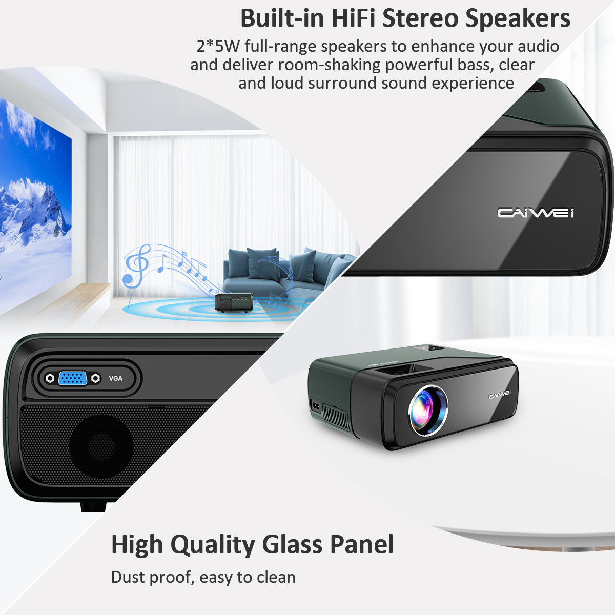 Portable 5G WiFi Bluetooth Projector 1080P Native, Android LED Full HD Moive Projector Wireless iOS Mirroring Support Massive Apps Bi-Bluetooth Outdoor/Indoor Proyector