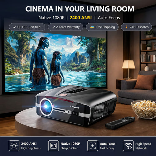CAIWEI A9T 4K Karaoke Projector | 2400 ANSI, Dual Mic, Auto Focus, NFC