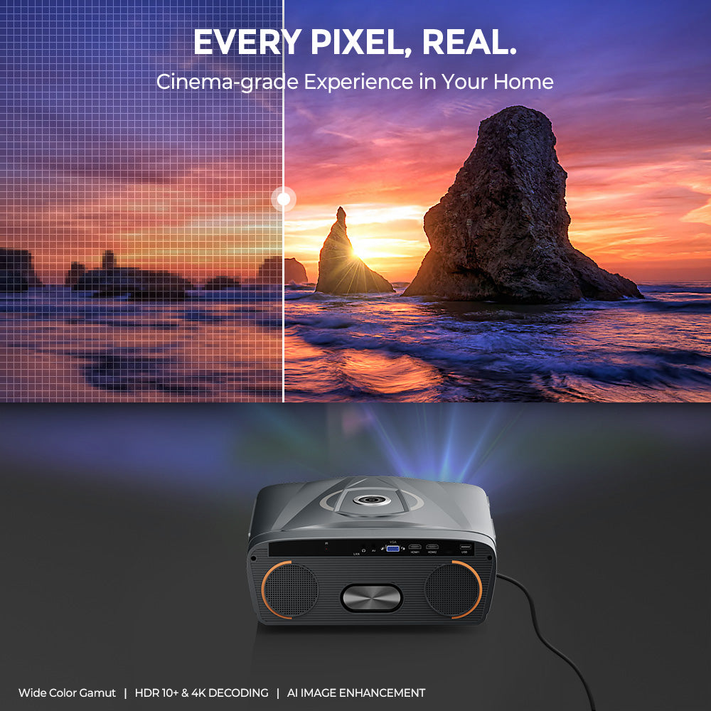 CAIWEI A9X 2026 New 4K UHD Projector Google TV Karaoke 2 Mic HiFi Speakers