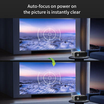 AUTO Focus 4K Projector Daytime Viewing, 1200 ANSI Outdoor Projector 300” Screen, Android TV Projector with WiFi 6 and Bluetooth, Auto Keystone Projector Outdoor, For TV Stick/iOS/Android/PC/HDMI/PPT