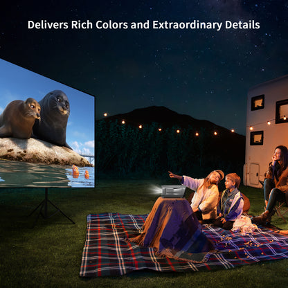 AUTO Focus 4K Projector Daytime Viewing, 1200 ANSI Outdoor Projector 300” Screen, Android TV Projector with WiFi 6 and Bluetooth, Auto Keystone Projector Outdoor, For TV Stick/iOS/Android/PC/HDMI/PPT