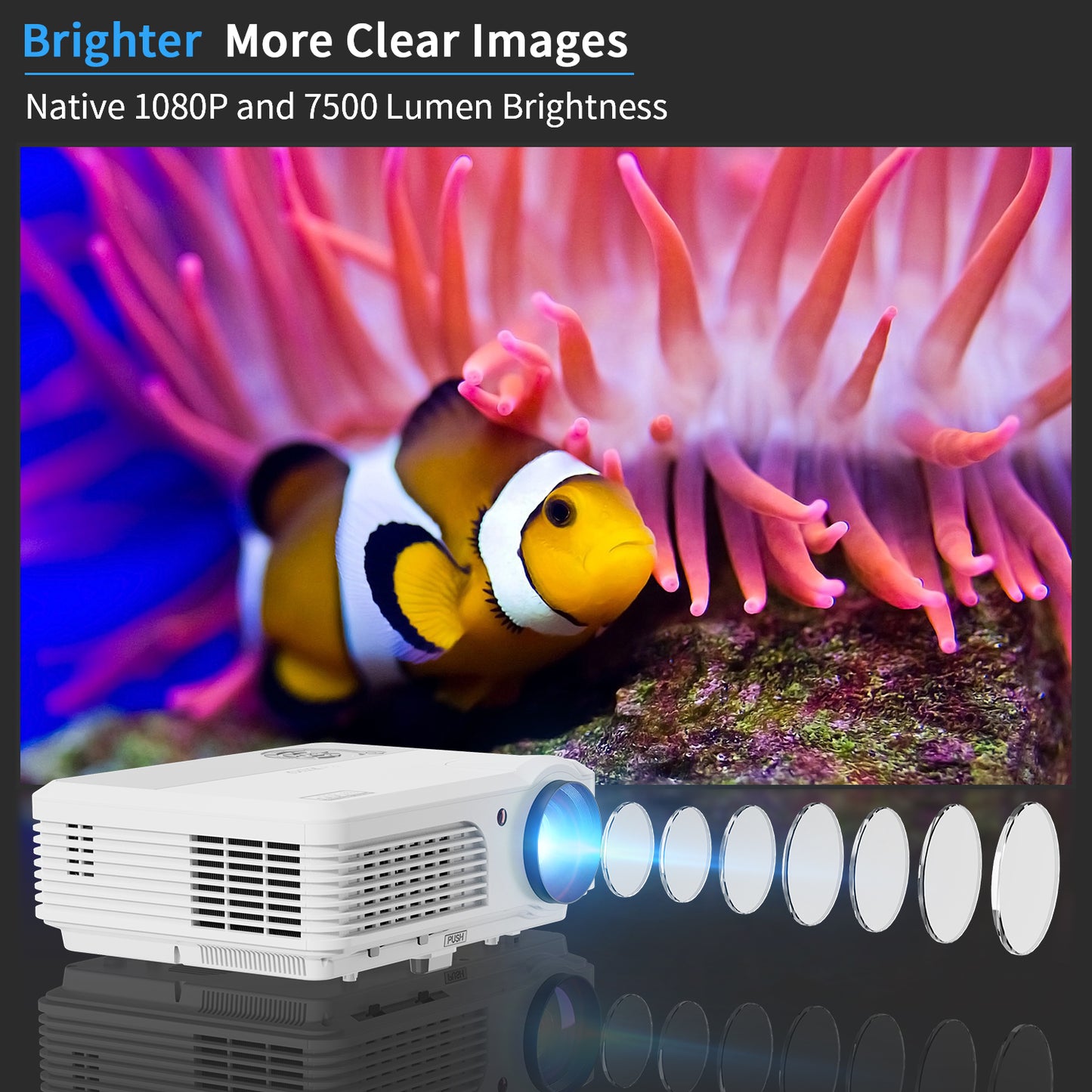 WiFi Bluetooth Home Projector HD 1080P Native Outdoor Movie Projectors HD LED Projector 1080P Home Theater Android Youtube