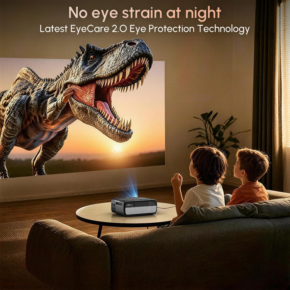 D6F Native 1080P Projector with 4K Support, 1600 ANSI Lumens Smart Projector with AI Auto Focus & Keystone, WiFi 6 & Bluetooth 5.4, Dolby Audio, Ultra-Low Latency Gaming, EyeCare 2.0 — Ideal for Home Theater & Outdoor Movies