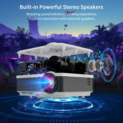 X88+ Best 1080P Home Entertainment Projector with Wireless WiFi Bluetooth, Built-in Streaming Apps Speakers Digital Zoom