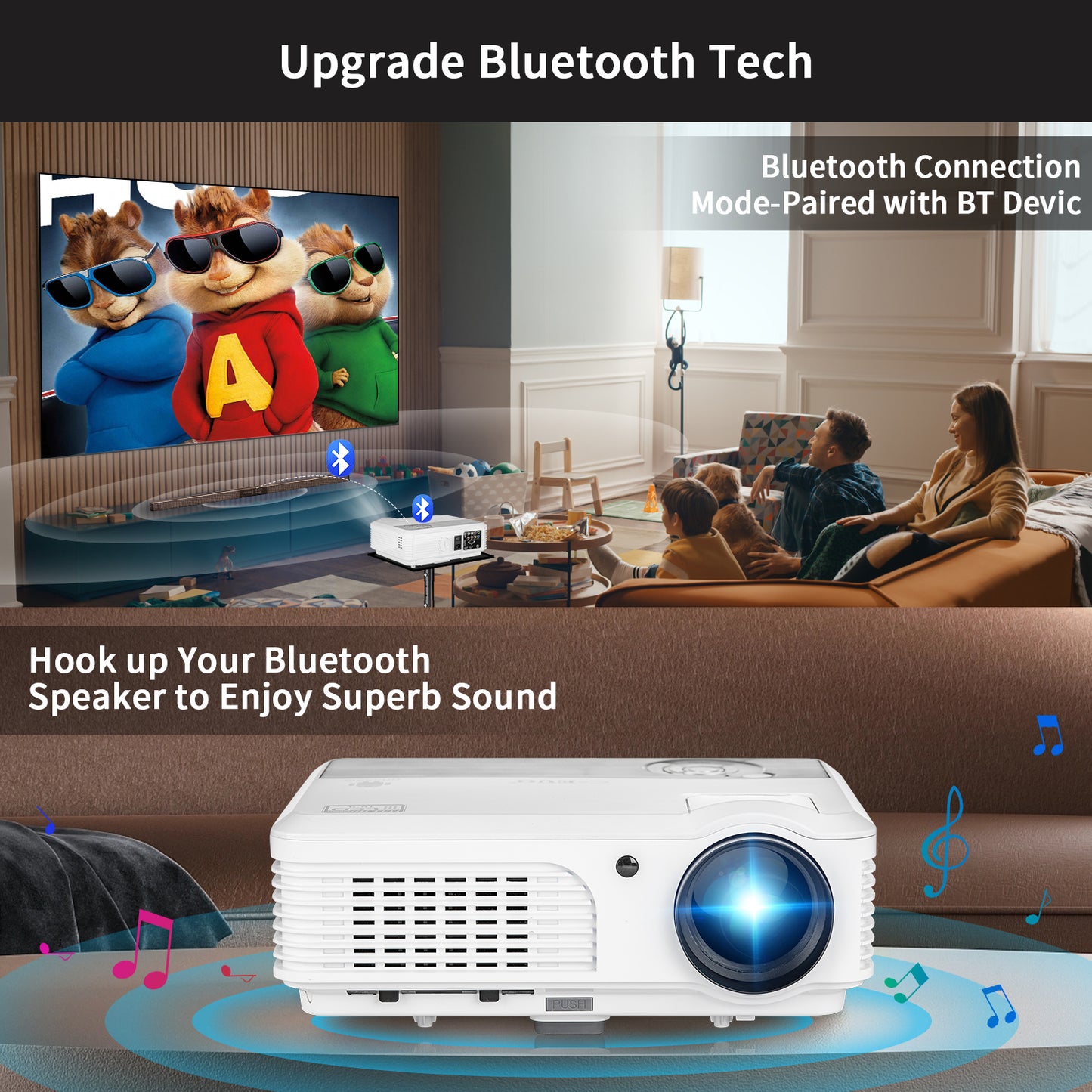 WiFi Bluetooth Home Projector HD 1080P Native Outdoor Movie Projectors HD LED Projector 1080P Home Theater Android Youtube