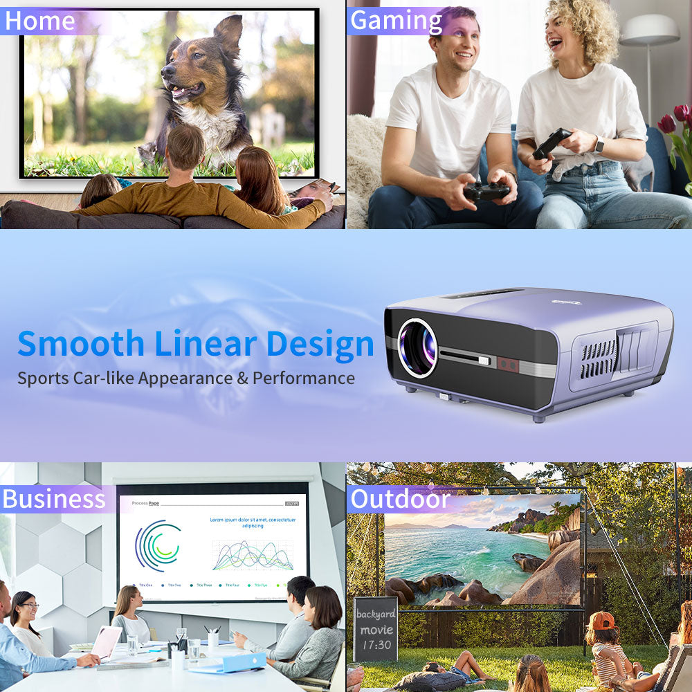 ZCGIOBN New 4K WiFi Video Projector,13000LM Smart Projector LED Native 1080P Full HD,5G Wireless Android Projector Airplay Netflix YouTube Compatible,Home Cinema Outdoor Projector with Zoom Speaker HDMI USB RJ45