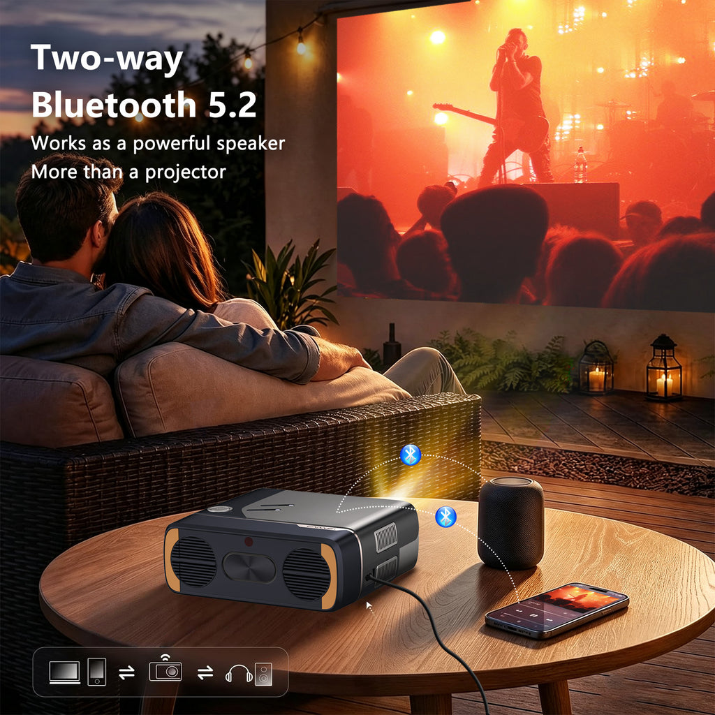 CAIWEI A8V Portable Projector with Official Apps, Compatible with Netflix, Powered by Vidda OS