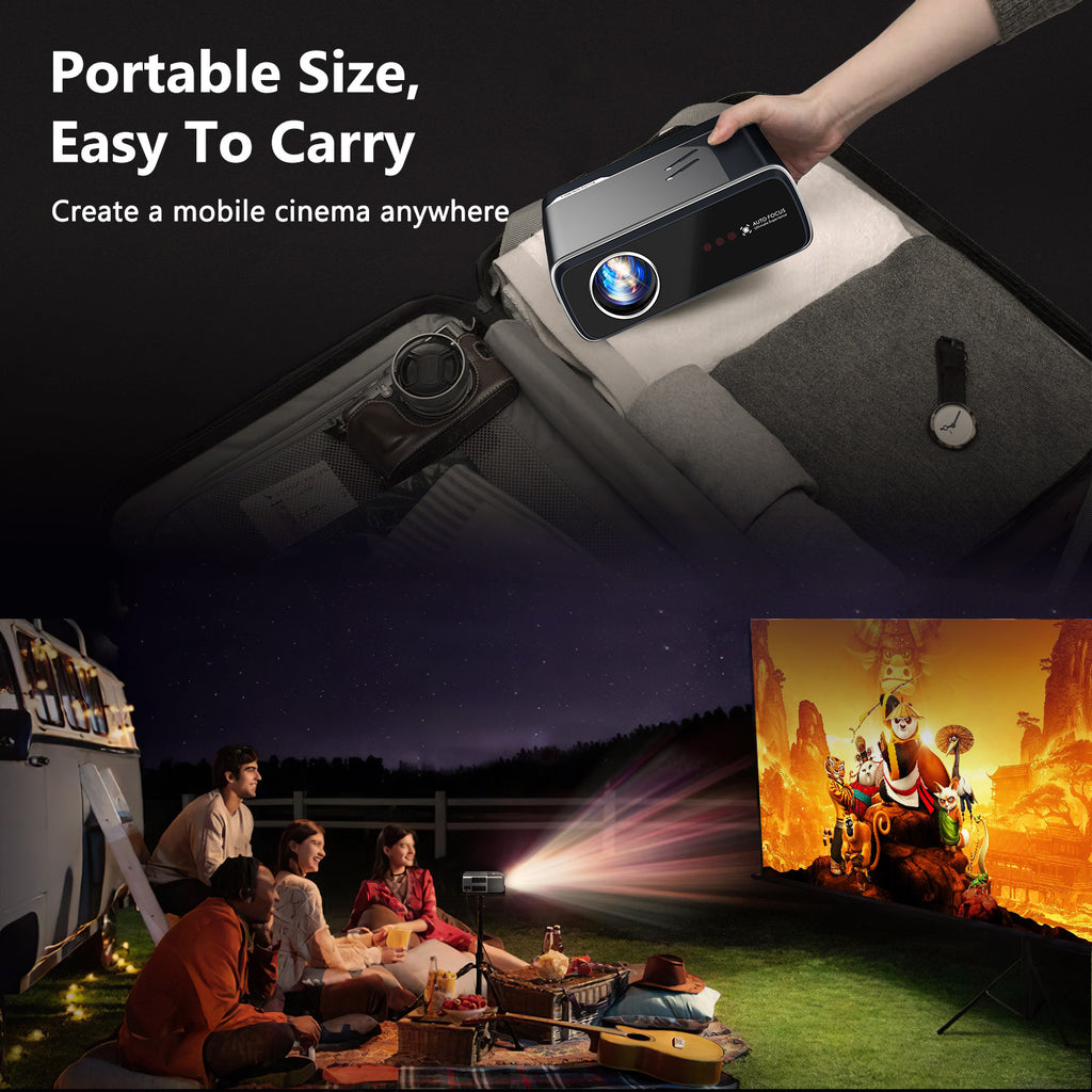 CAIWEI A8V Portable Projector with Official Apps, Compatible with Netflix, Powered by Vidda OS
