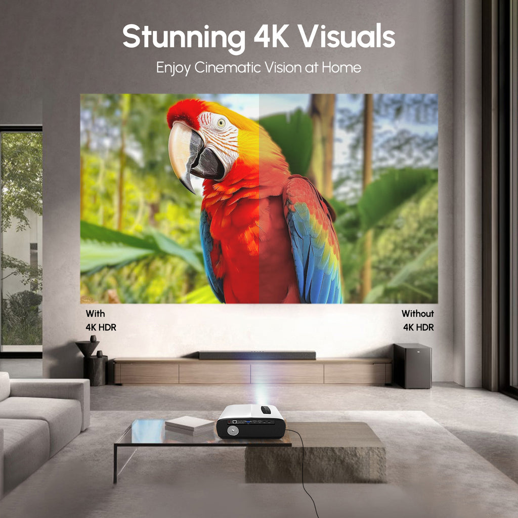 CAIWEI A9S Ultra HD 4K Projector with 5G Wifi and Bluetooth, Movie Projectors with NETFLIX/YouTube Android TV
