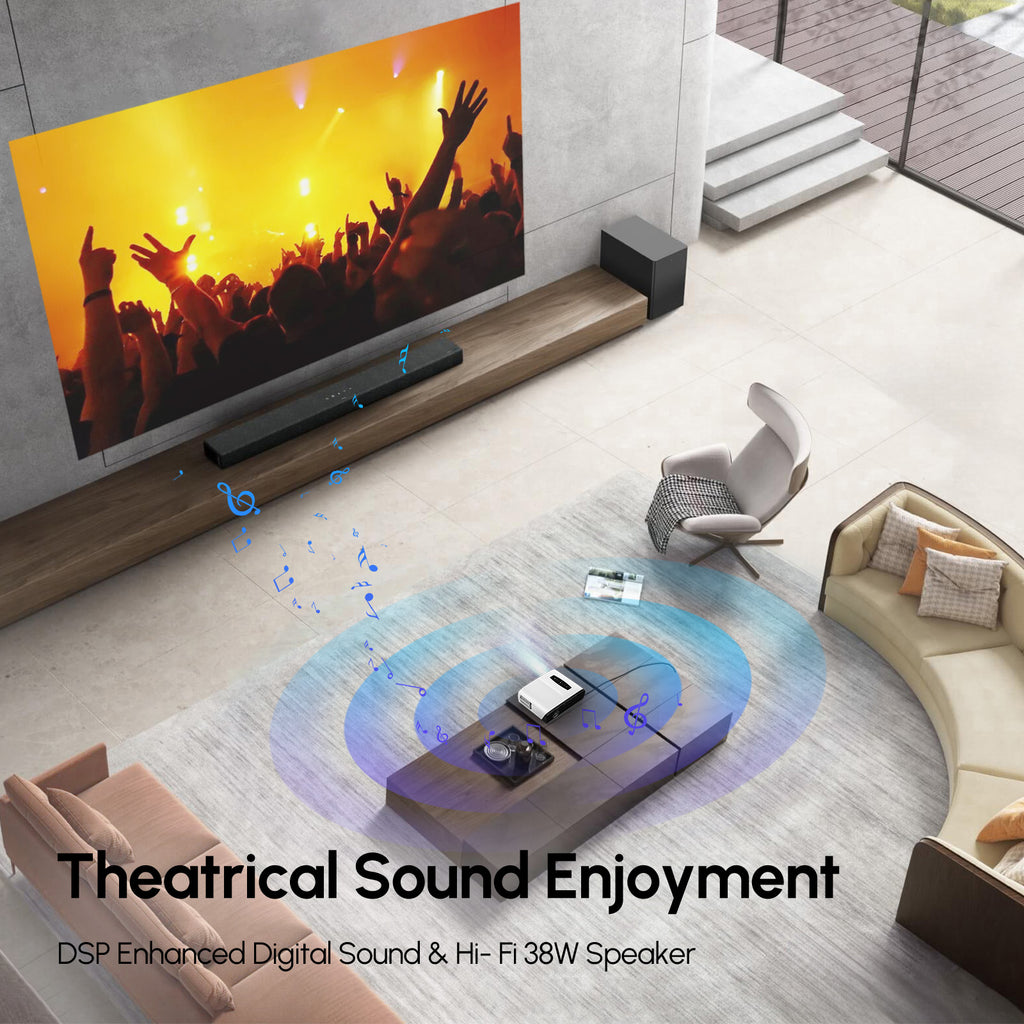 CAIWEI A9S Ultra HD 4K Projector with 5G Wifi and Bluetooth, Movie Projectors with NETFLIX/YouTube Android TV
