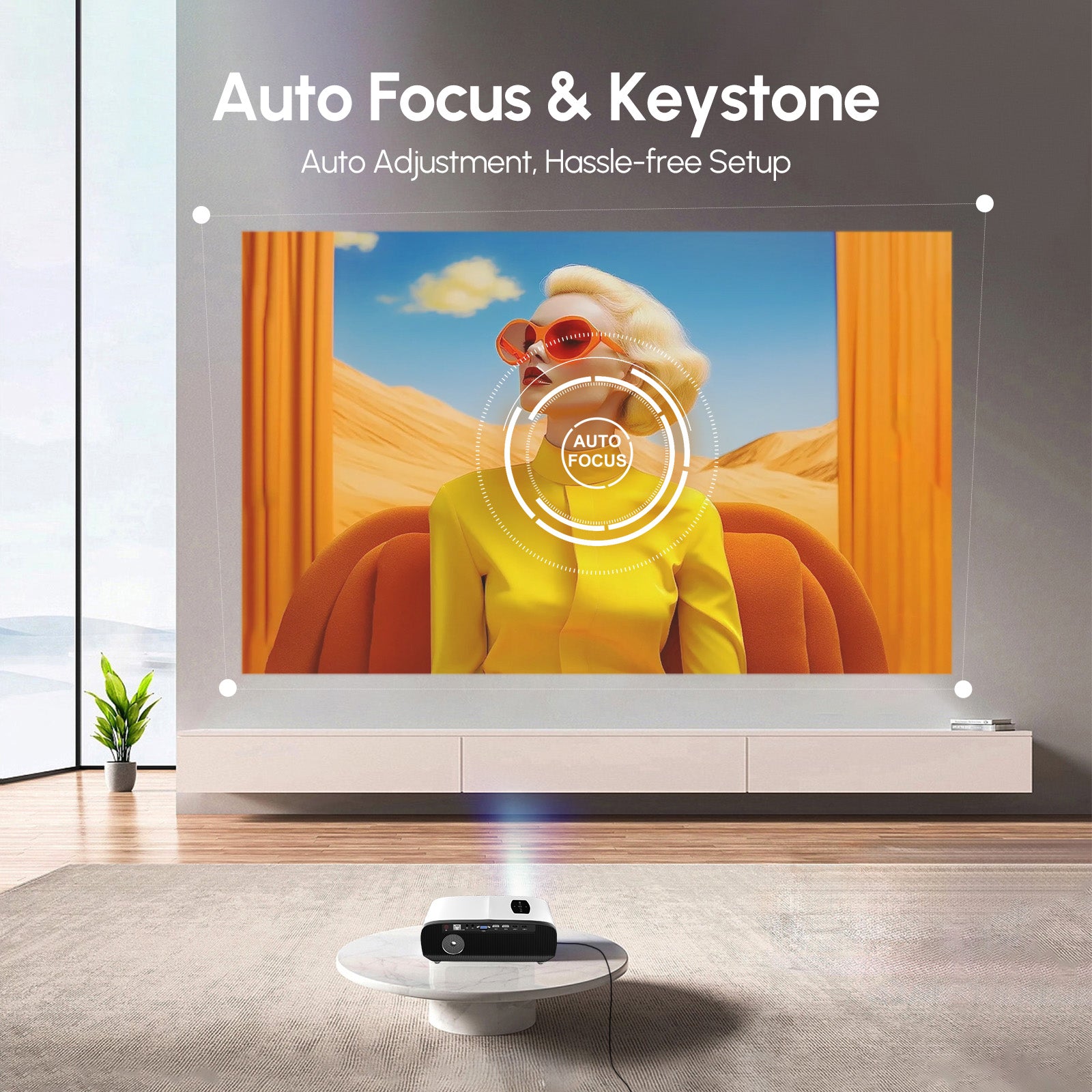 CAIWEI A9S Ultra HD 4K Projector with 5G Wifi and Bluetooth, Movie Projectors with NETFLIX/YouTube Android TV