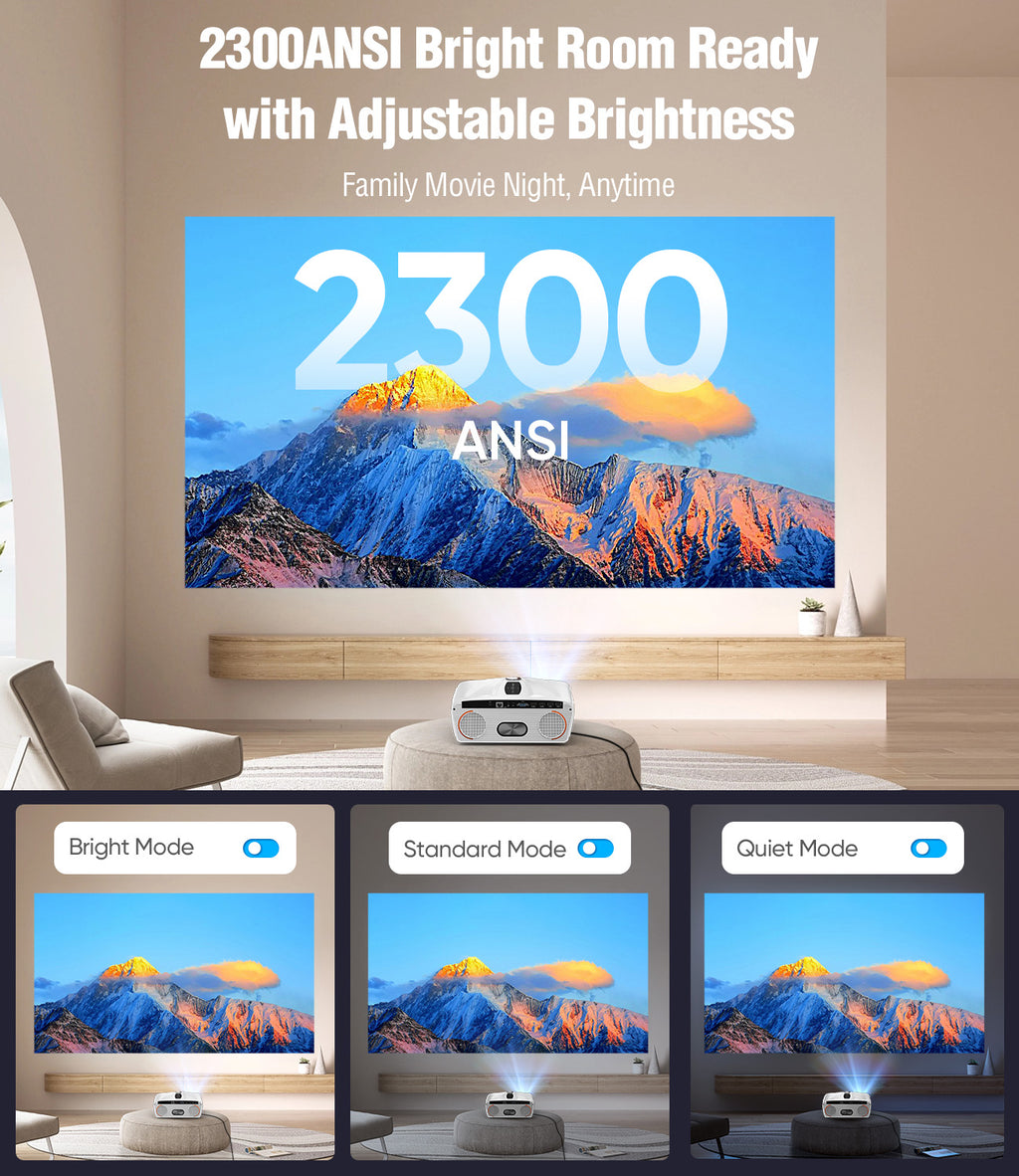 4K Smart Home Theater Projector 2300 ANSI | WiFi6, BT, Karaoke, Auto Focus