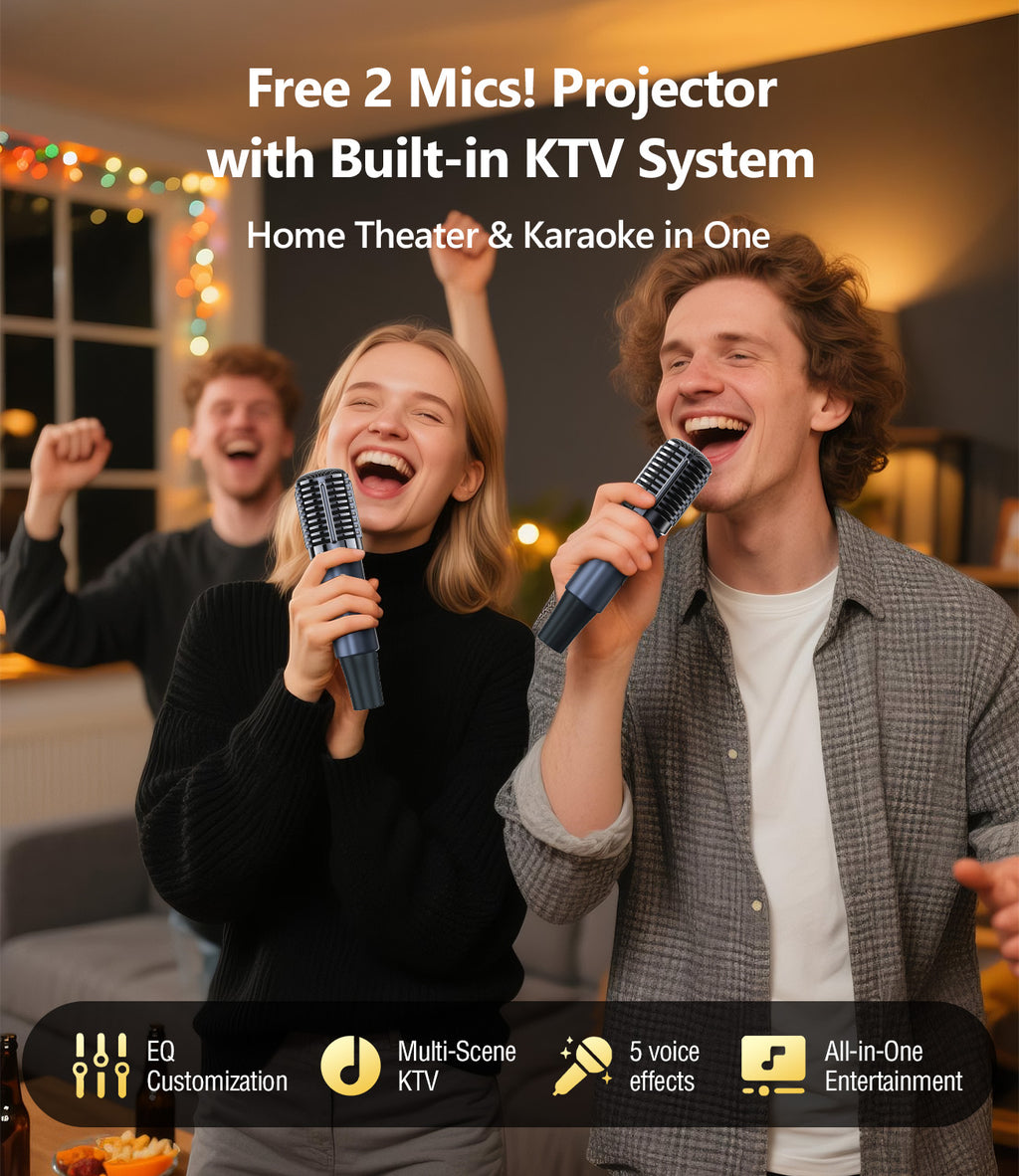 4K Smart Home Theater Projector 2300 ANSI | WiFi6, BT, Karaoke, Auto Focus