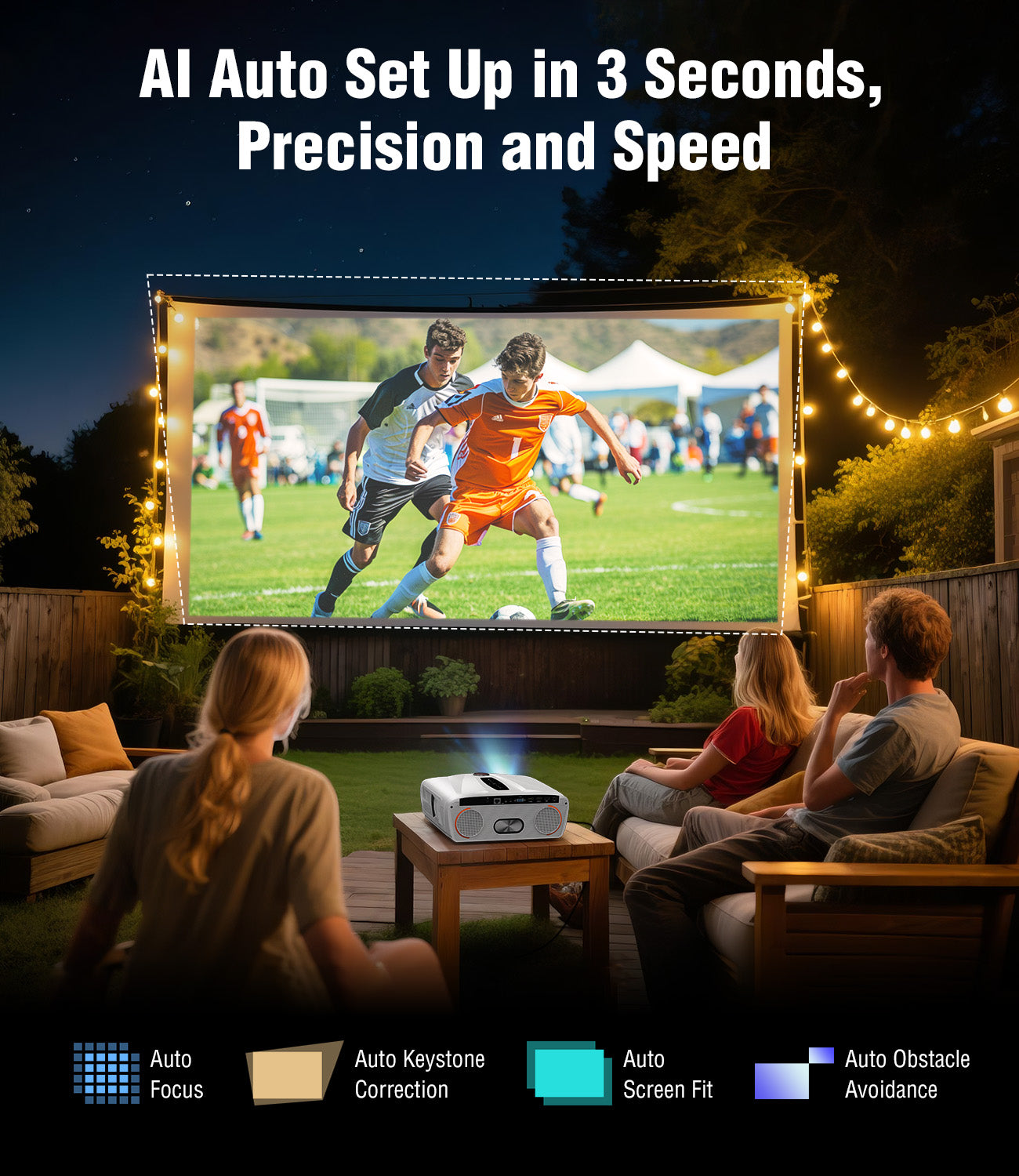 4K Smart Home Theater Projector 2300 ANSI | WiFi6, BT, Karaoke, Auto Focus
