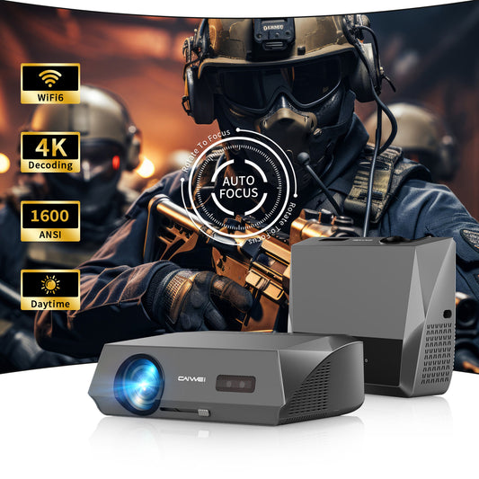 CAIWEI A10Q 4K Daytime Projector 1600 ANSI Ultra Bright Smart Projector with DSP Sound, Auto Focus, NFC for Easily Casting, Gaming Projector for Daylight Viewing, Bright Room Home theater