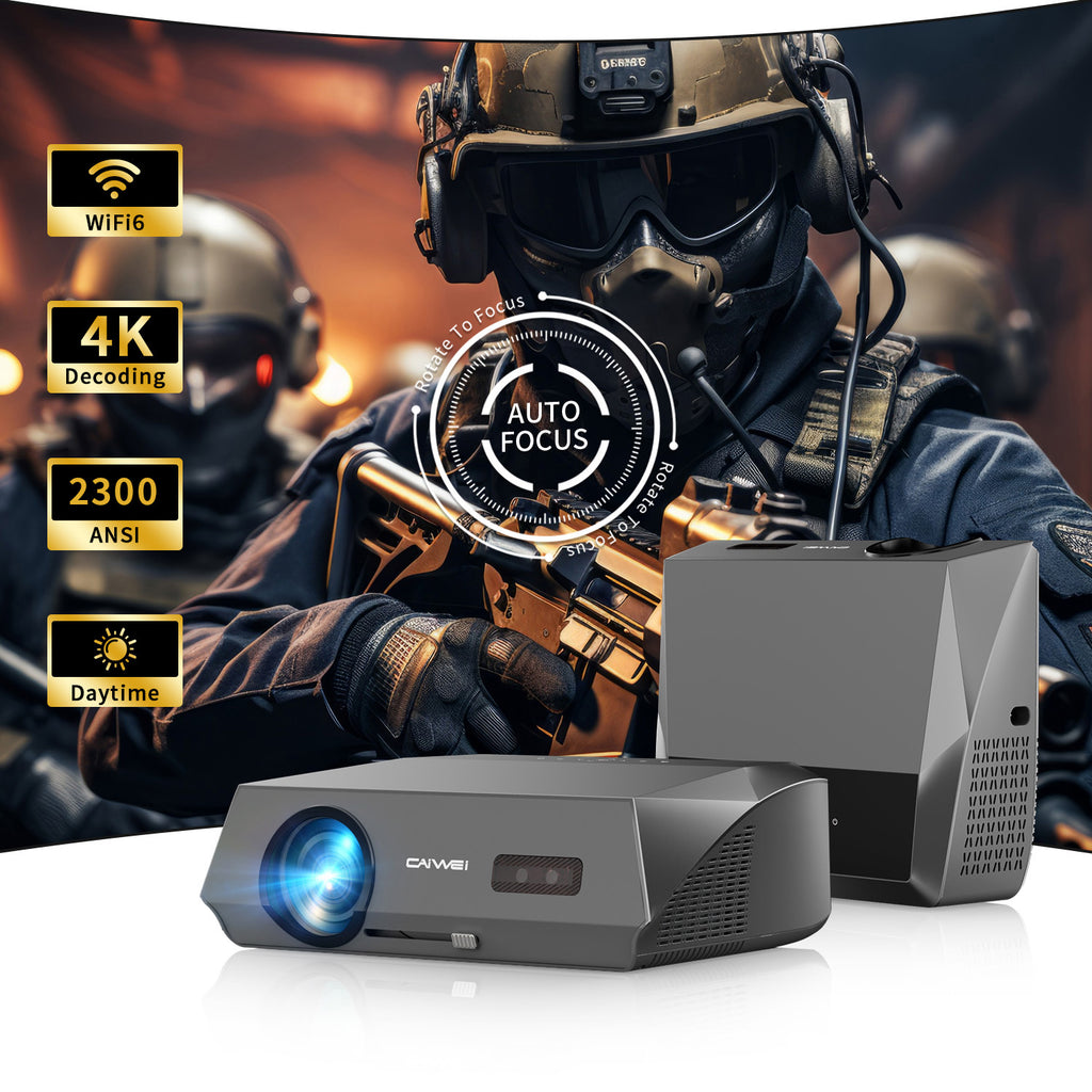 CAIWEI A10Q 4K Daytime Projector 2300 ANSI Ultra Bright Smart Projector with DSP Sound, Auto Focus, NFC for Easily Casting, Gaming Projector for Daylight Viewing, Bright Room Home theater