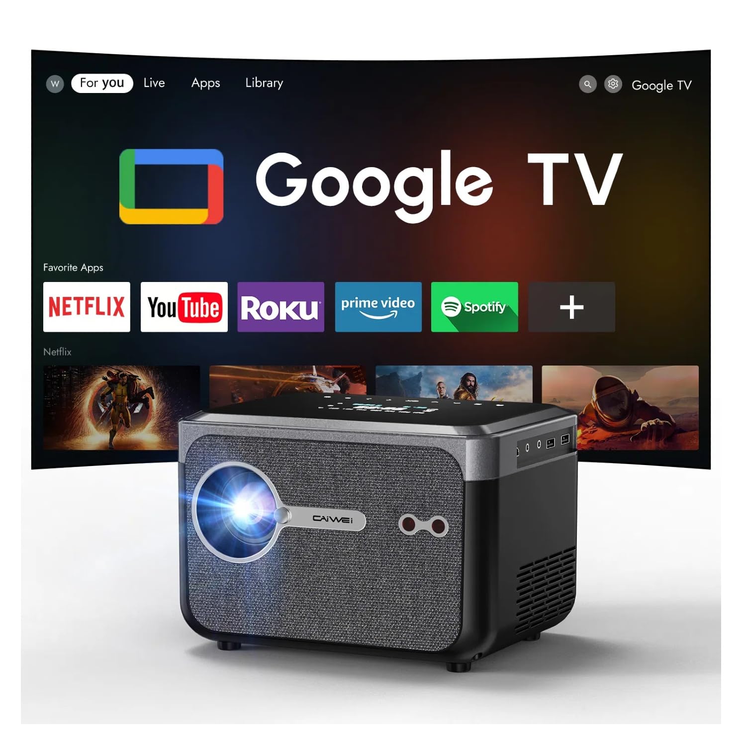 CAIWEI A6T 4K Google TV projector