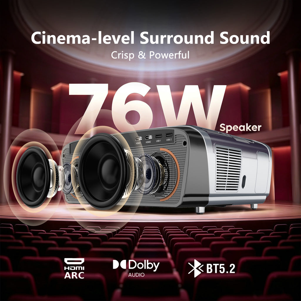 CAIWEI D8 Smart Projector, Native 1080P, Voice Control & Auto Focus, Powered by Vidda OS