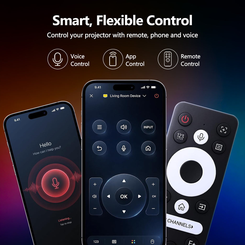 CAIWEI D8 Smart Projector, Native 1080P, Voice Control & Auto Focus, Powered by Vidda OS