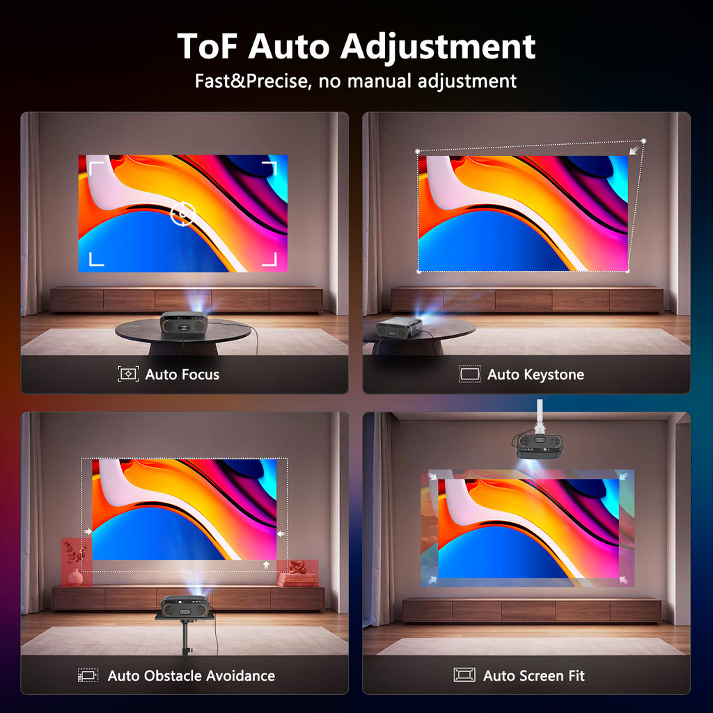CAIWEI D8 Smart Projector, Native 1080P, Voice Control & Auto Focus, Powered by Vidda OS