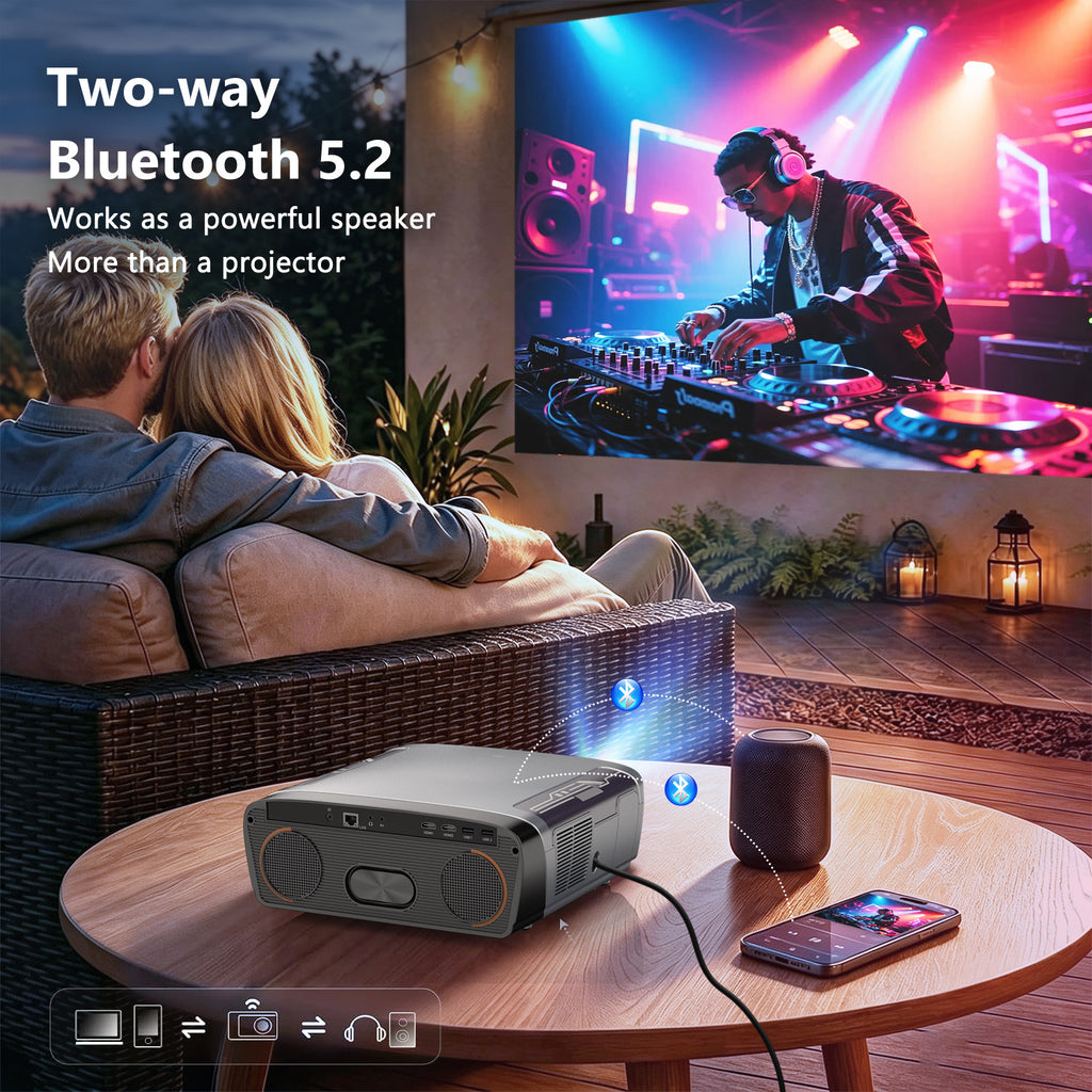 CAIWEI D8 Smart Projector, Native 1080P, Voice Control & Auto Focus, Powered by Vidda OS