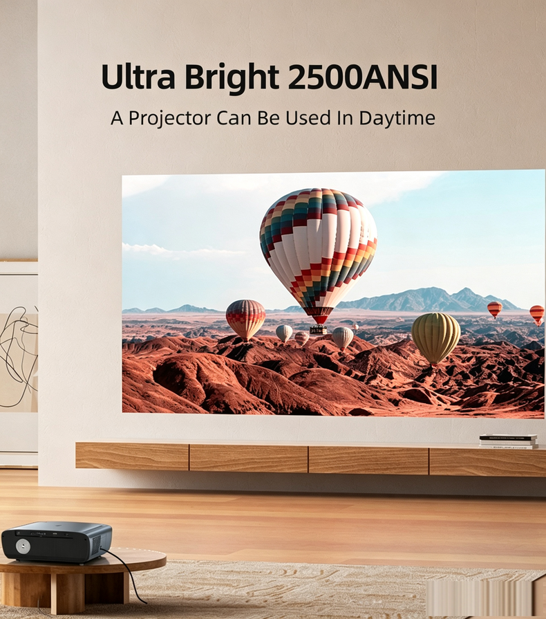 CAIWEI S7+ 4K Projector with 2026 Google TV 【Netflix Certified & Tof+CMOS Auto Focus】2500 ANSI Daytime Smart Projector Wireless NFC, WiFi6, Bluetooth,HDR10+,Dolby Audio, for Home Cinema/Outdoor Movies