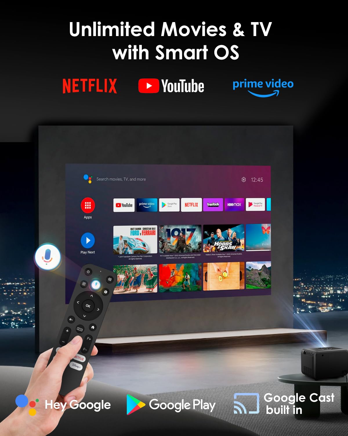  Google TV projector with Netflix