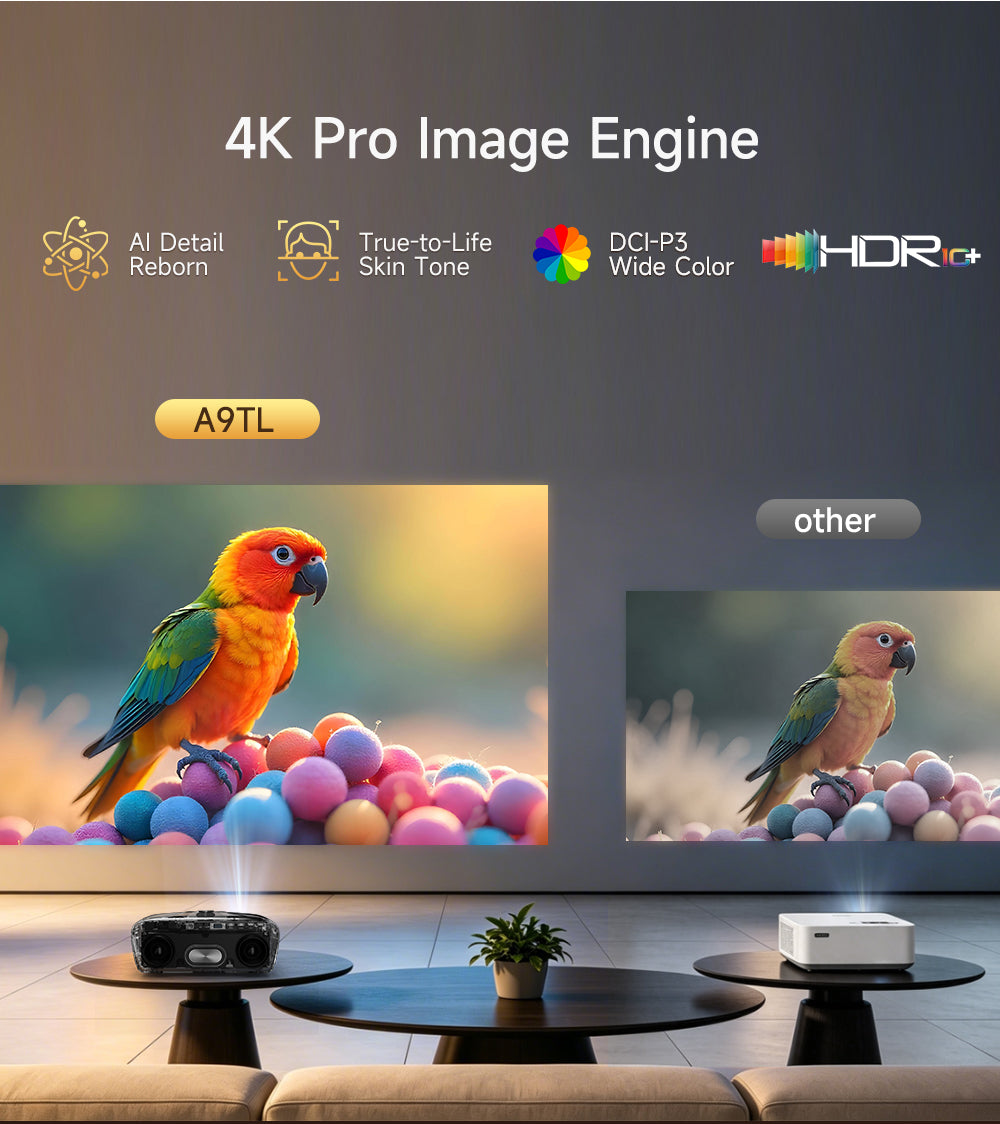 Netflix Certified 4K Smart Projector Native 1080P Dolby Audio WiFi6 Bluetooth Auto Focus Auto Keystone HDR Home Theater HDMI