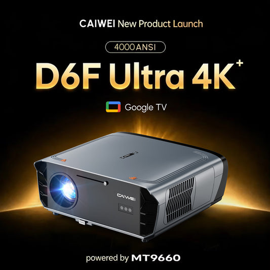 CAIWEI S7+ 4K Projector with 2026 Google TV 【Netflix Certified & Tof+CMOS Auto Focus】4000 ANSI Daytime Smart Projector Wireless NFC, WiFi6, Bluetooth,HDR10+,Dolby Audio,for Home Cinema/Outdoor Movies