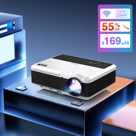 X88+ Best 1080P Home Entertainment Projector with Wireless WiFi Bluetooth, Built-in Streaming Apps Speakers Digital Zoom