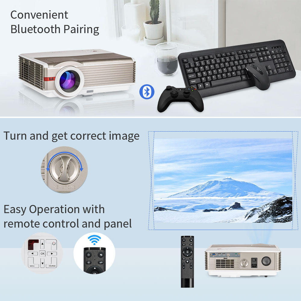 EUG 9000LM High Brightness Projector with WiFi and Bluetooth, Smart LCD Proyector with Android OS Built-in Apps,Wireless FHD 1080P Home Outdoor Movie Projector with 10W Speaker&Zoom for Phone DVD TV Stick