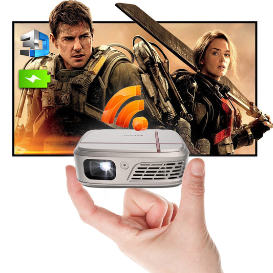 CAIWEI Pico 3D Projector Built in Battery&Speaker, Mini Pocket DLP Projector 1080P Support, Compatible with iPhone,Android,Fire Stick,USB,HDMI,Auto Keystone