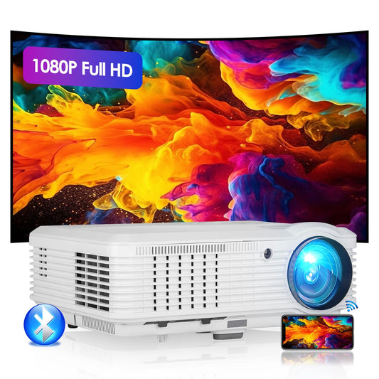 CAIWEI LED LCD 8000 Lumens 1080P Wireless Bluetooth Video Projectors, Compatible with iOS/Android