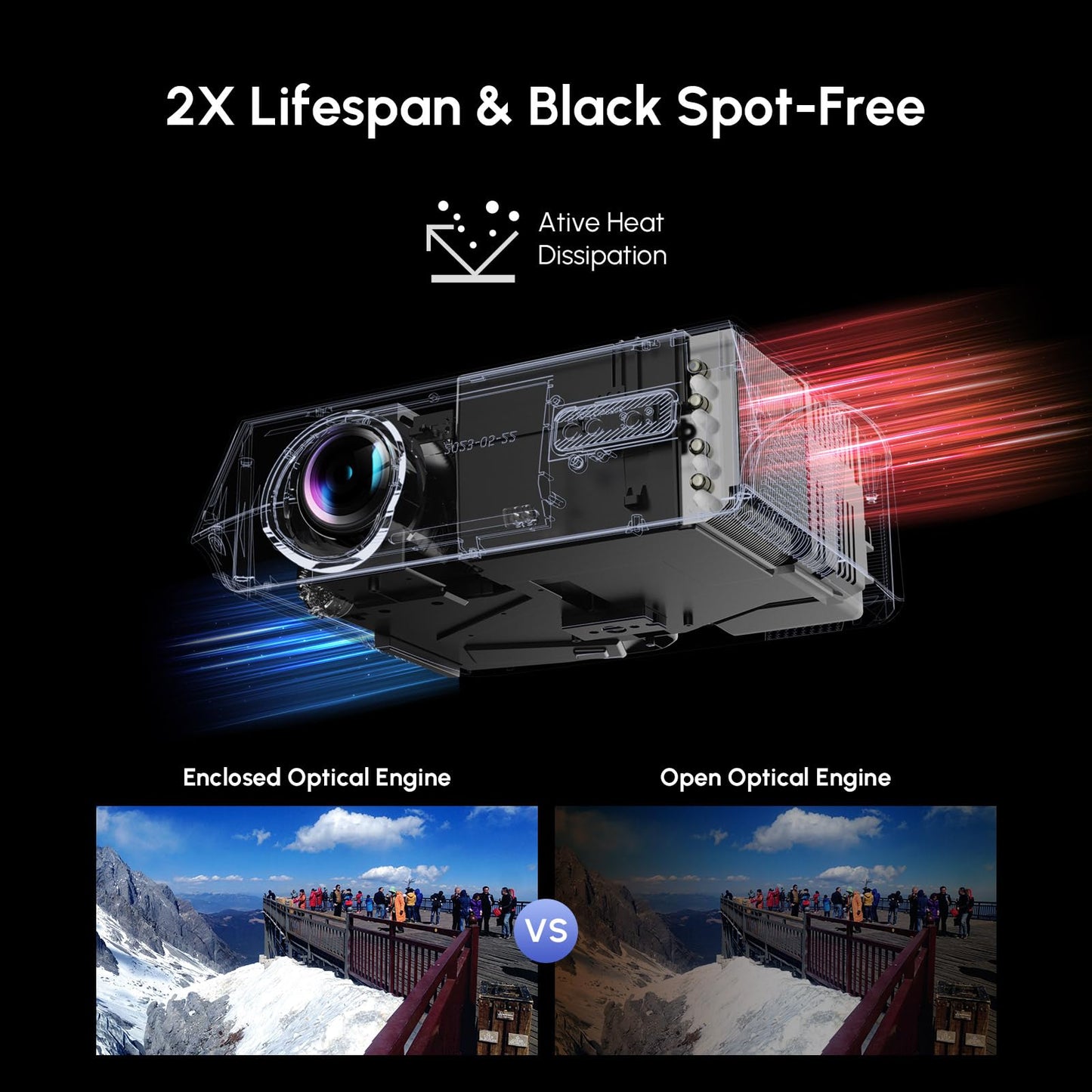 CAIWEI A10Q 4K Google TV Daytime Projector 1800 ANSI Ultra HD Smart Daylight Projector with ToF CMOS Auto Focus, 1.2 Short Throw, Dolby, Bluetooth WiFi6 for Bright Room, Home Theater, Outdoor Movie, Ceiling Mount