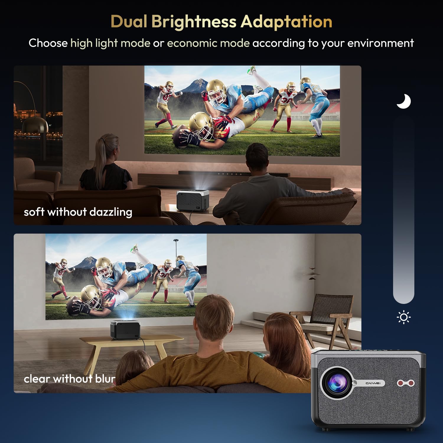 CAIWEI A6T 4K Portable Google TV Projector | 1300 ANSI, Dolby, NFC