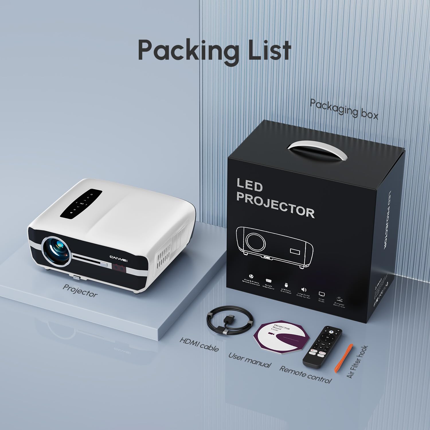 CAIWEI A9S 4K Google TV Projector | 2500 ANSI, Dolby, Auto Focus