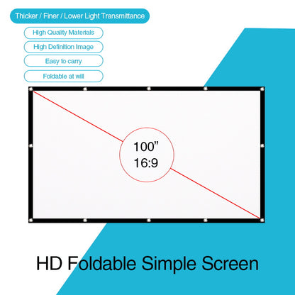 CAIWEI 100'' 16:9 Foldable Portable HD Projector Screen