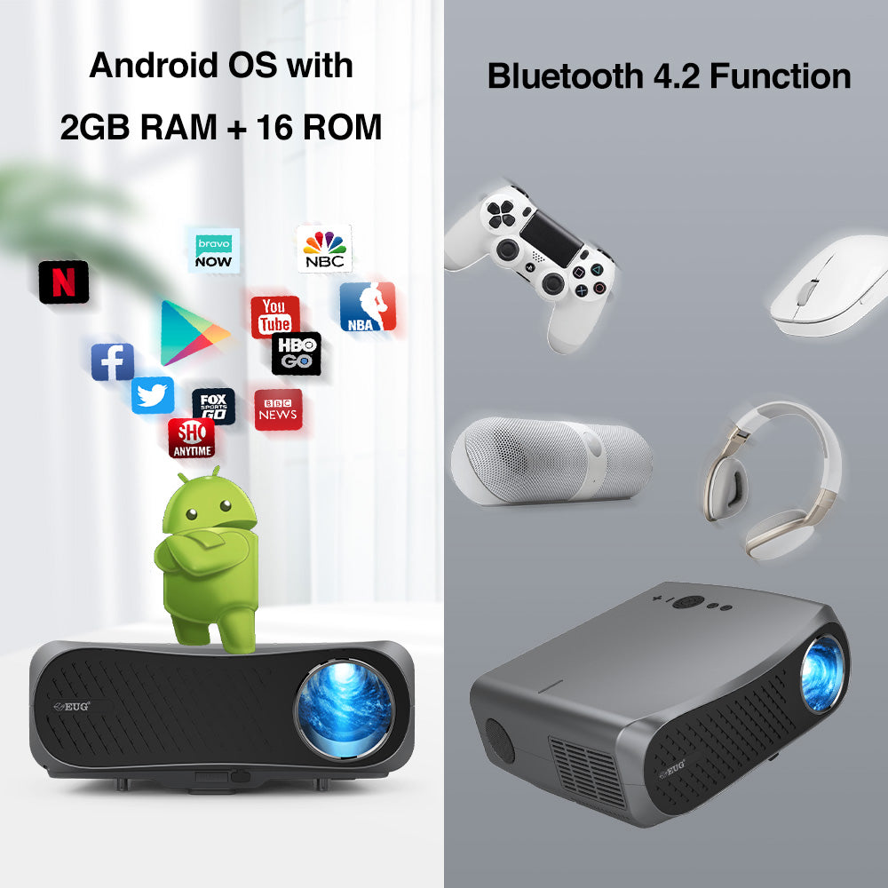 CAIWEI Full HD Wifi Bluetooth Projector 1080P Native Support 4K,10000 Lumen LED Smart Android Wireless Home Outdoor Business Projector