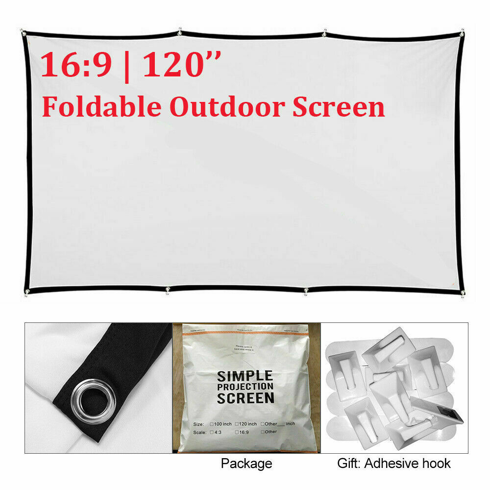 CAIWEI 72/100/120 Inches Indoor/Outdoor Portable Foldable 16:9 HD Projector Screen